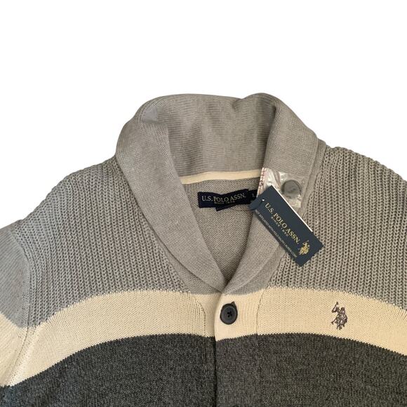 U.S. Polo Assn. Men's Size L Button Front knit Long Sleeve Cardigan Sweater New - Picture 7 of 15